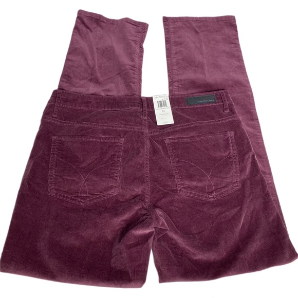 NWT Calvin Klein Dark Purple Corduroy Straight Leg Natural Midrise Pants Stretch - Picture 4 of 9